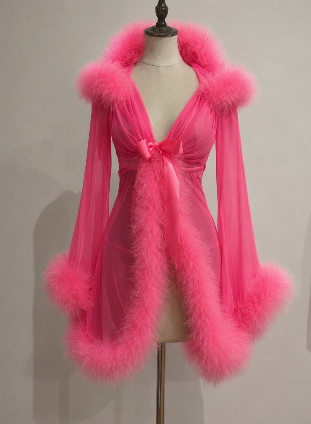 Feather Robe Chiffon Pink