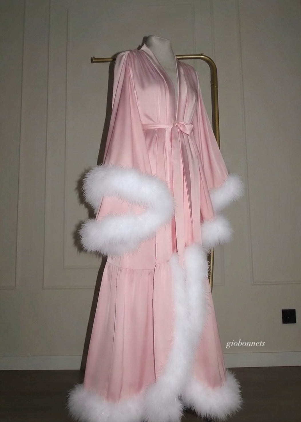 Feather Long Robe — Handmade Silk Marabou Dressing Gown
