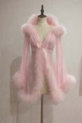 Feather Robe Chiffon Pink