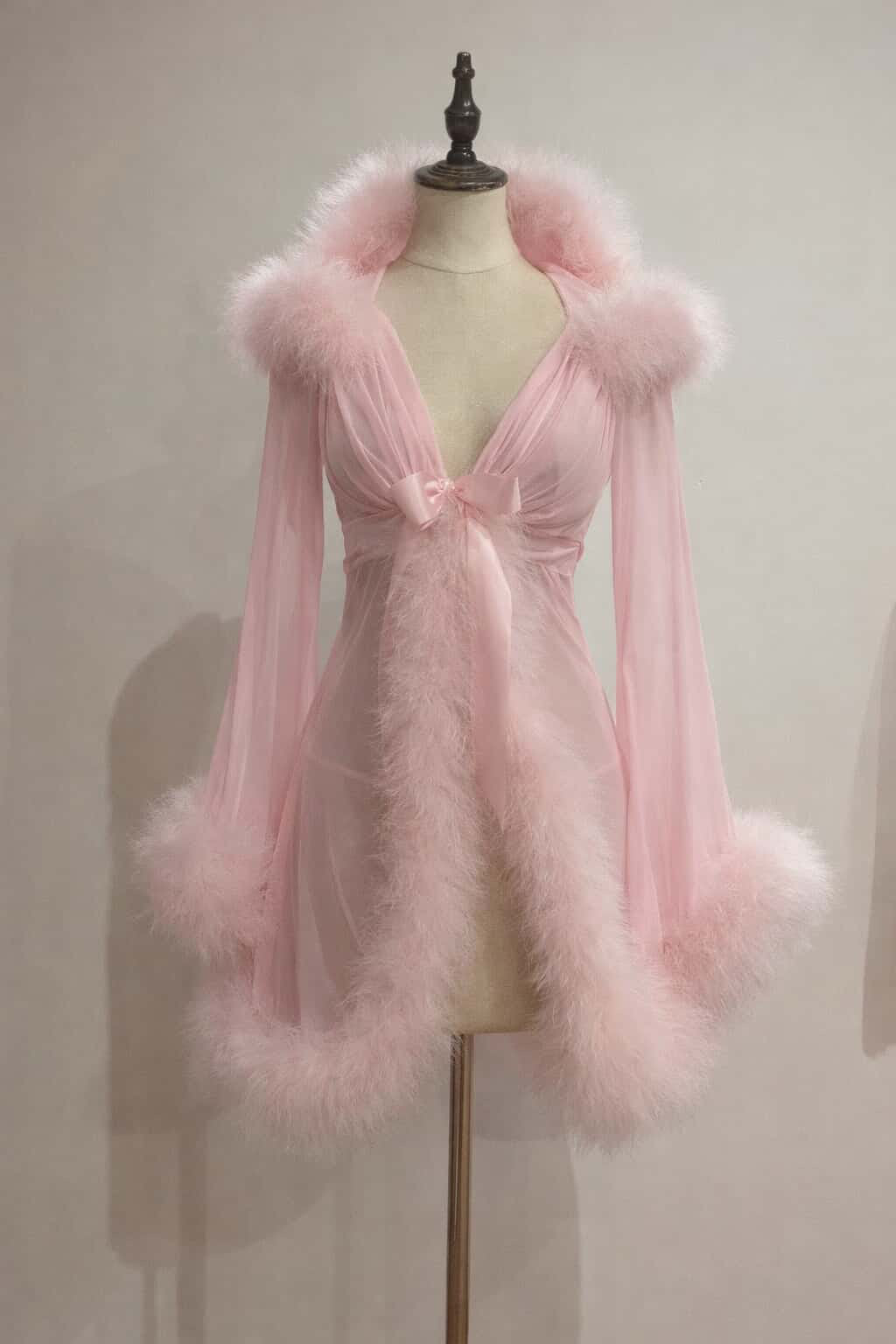 Feather Robe Chiffon Pink