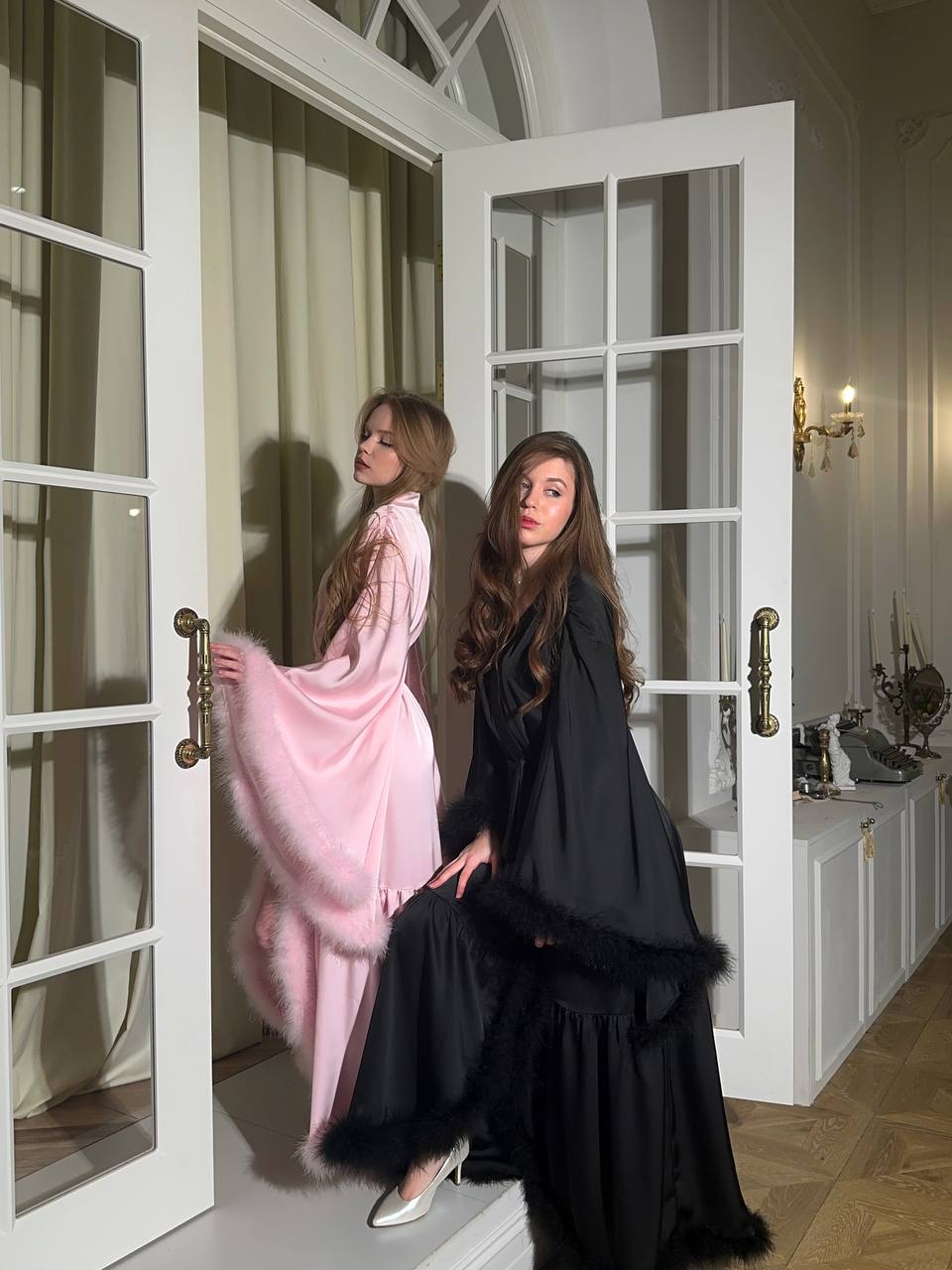 Feather Long Robe — Handmade Silk Marabou Dressing Gown
