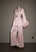 Feather Long Pajama Set — Handmade Silk Loungewear