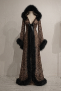 Feather Robe Long Animal Print