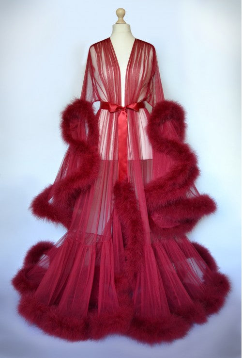 Old Hollywood Feather Robe — Handmade Dressing Gown