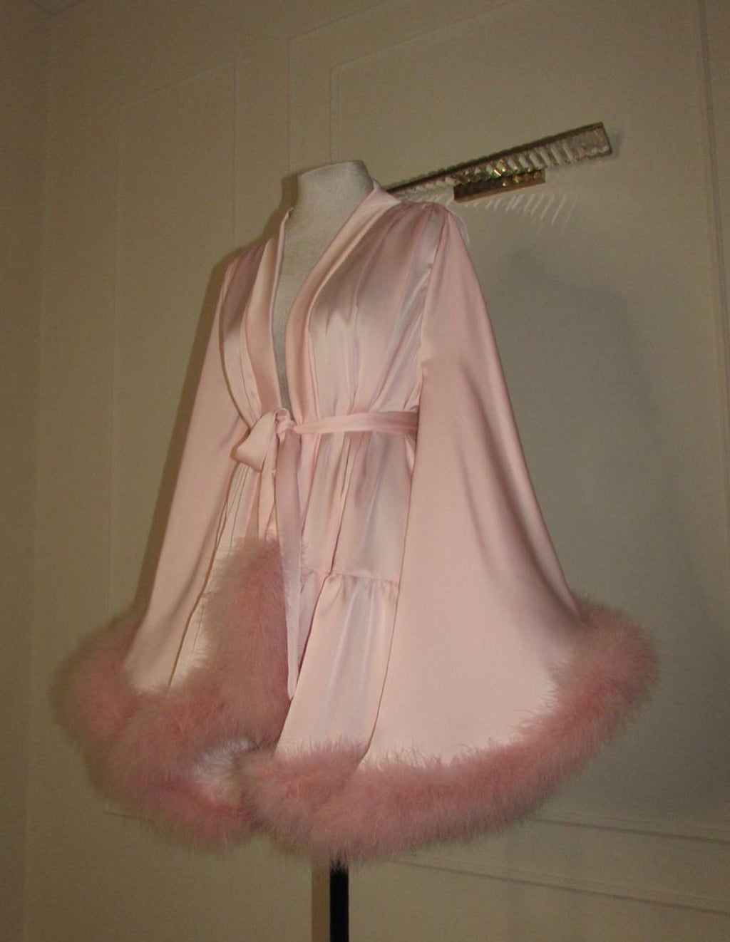 Feather Mini Robe — Handmade Silk Marabou Dressing Gown