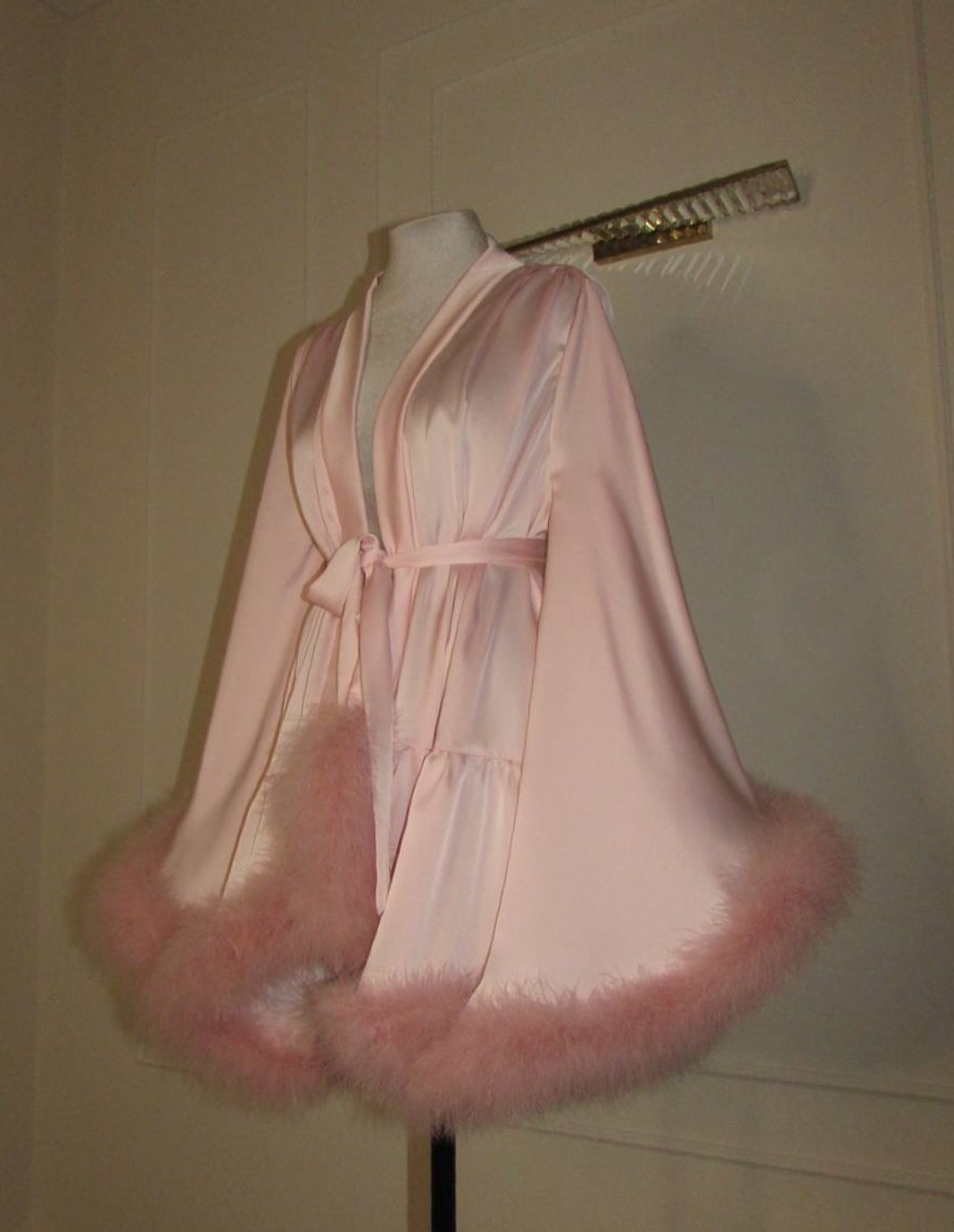 Feather Mini Robe — Handmade Silk Marabou Dressing Gown