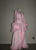 Feather Long Robe — Handmade Silk Marabou Dressing Gown