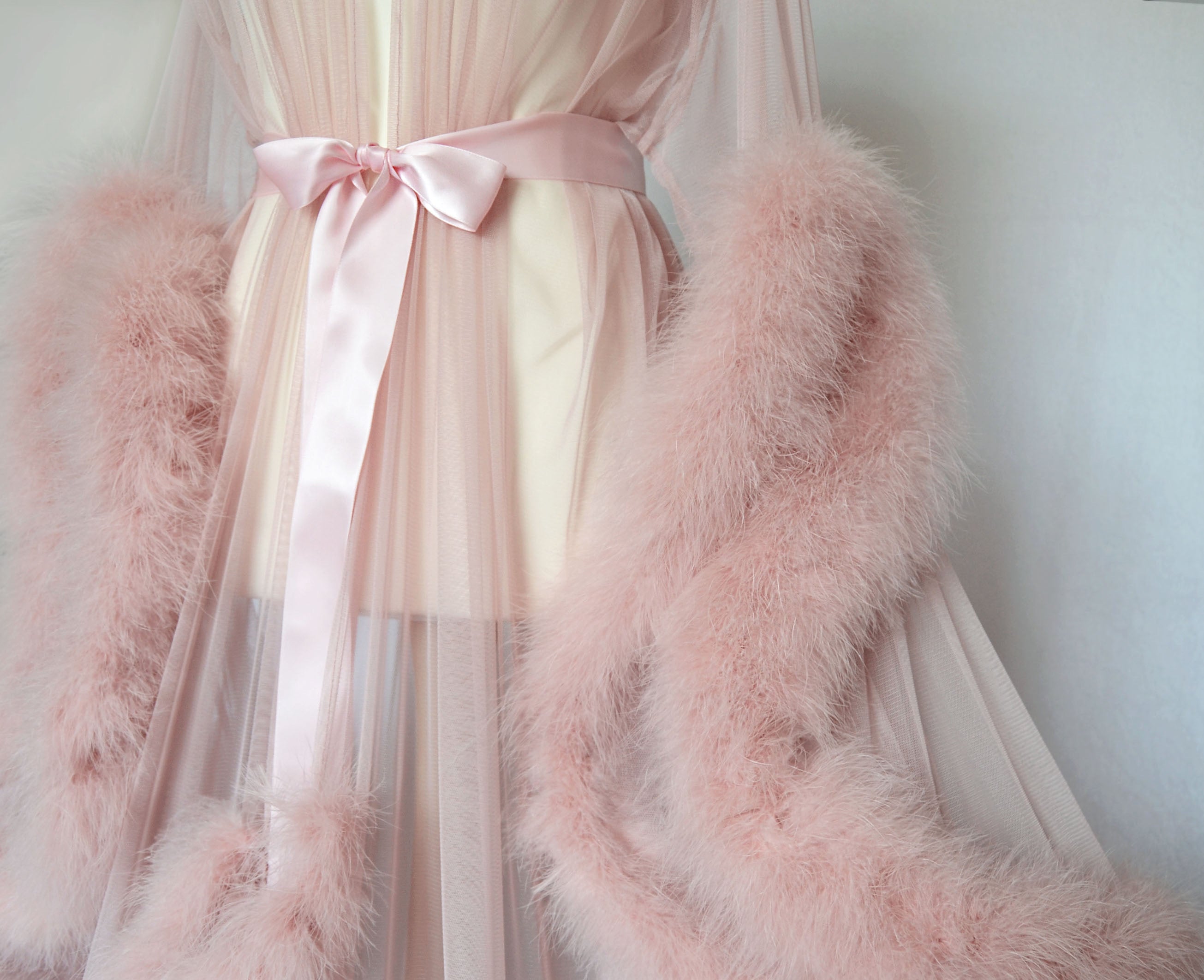 Old Hollywood Feather Robe — Handmade Dressing Gown