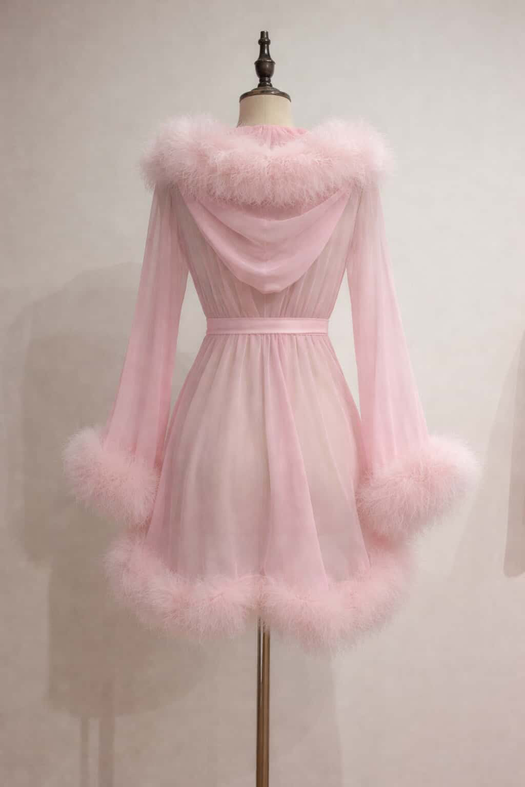 Feather Robe Chiffon Pink