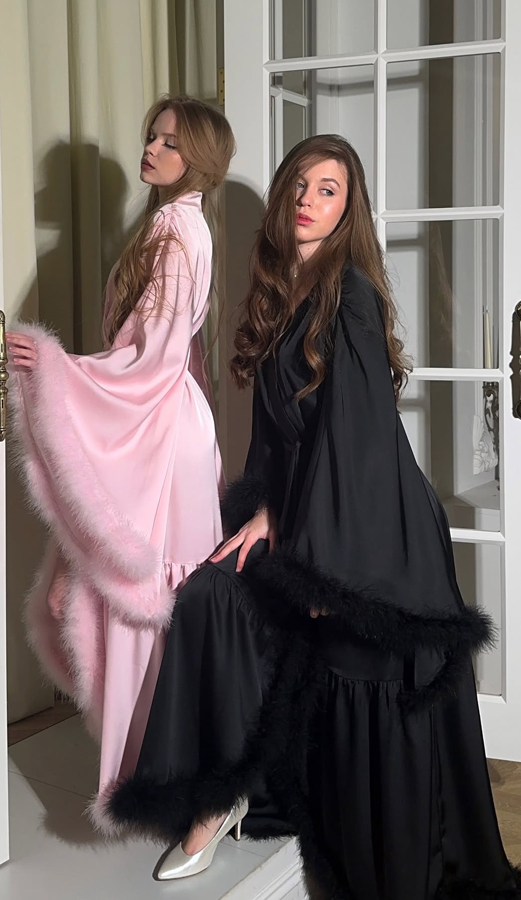 Feather Long Robe — Handmade Silk Marabou Dressing Gown