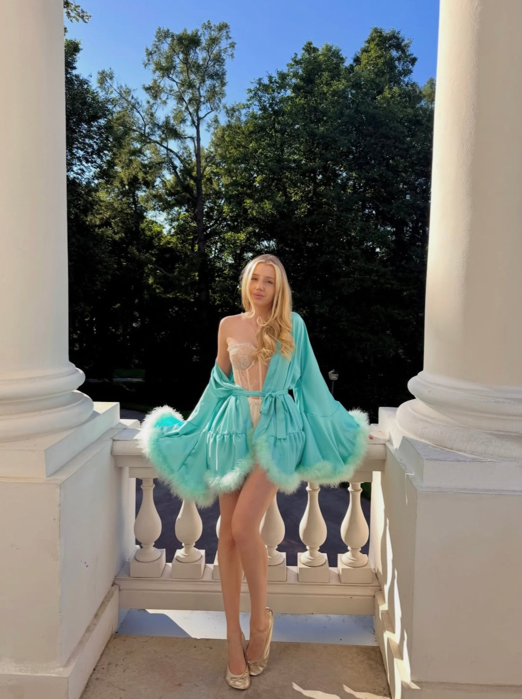 Feather Mini Robe — Handmade Silk Marabou Dressing Gown